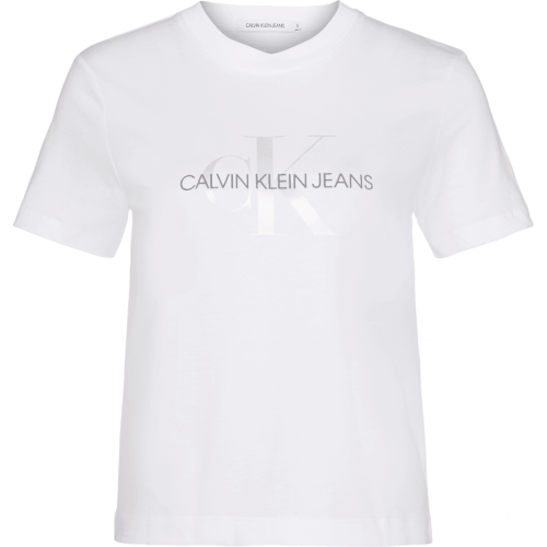 Womens Bright White Monogram Straight S/s T Shirt 56213 by Calvin Klein from Hurleys