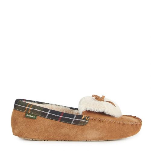Womens Tan Suede Darcie Moccasin Slippers 102285 by Barbour from Hurleys