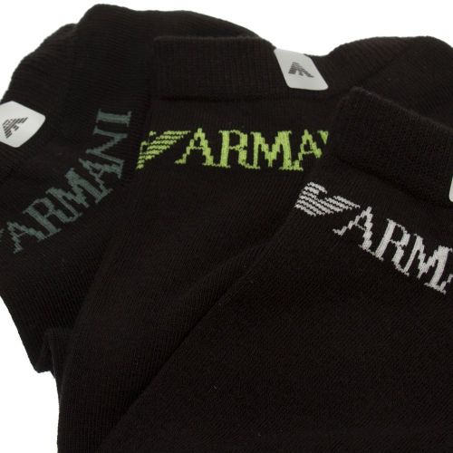 Mens Black Logo 3 Pack Trainer Socks 94482 by Emporio Armani Bodywear from Hurleys
