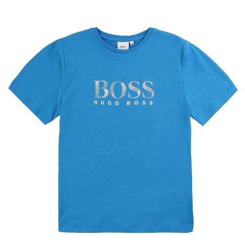Boys Bright Blue Relief Line Logo S/s T Shirt 56057 by BOSS from Hurleys