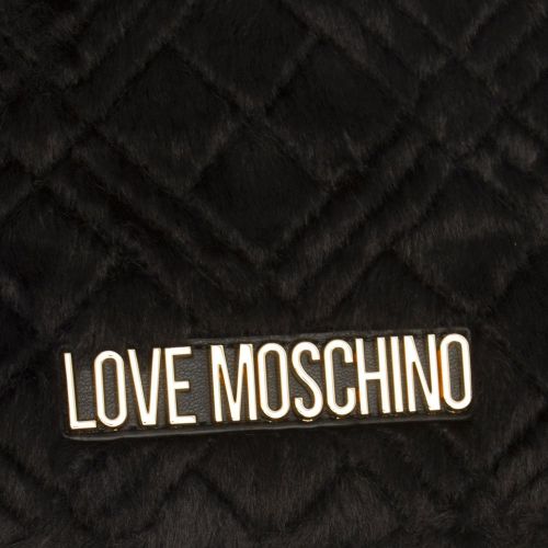 Womens Black Faux Fur Clutch Crossbody Bag 95818 by Love Moschino from Hurleys