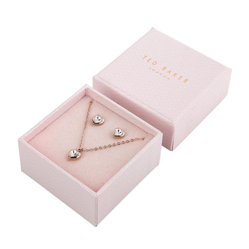 Womens Rose Gold/Crystal Hadeya Heart Necklace & Earrings Gift Set 82712 by Ted Baker from Hurleys