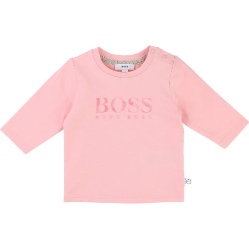 Baby Pink Logo L/s T Shirt 13169 by BOSS from Hurleys
