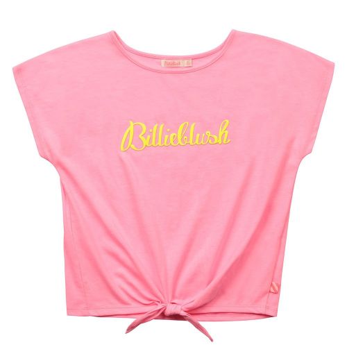 Girls Pink Logo Knot Front S/s T Shirt 85128 by Billieblush from Hurleys