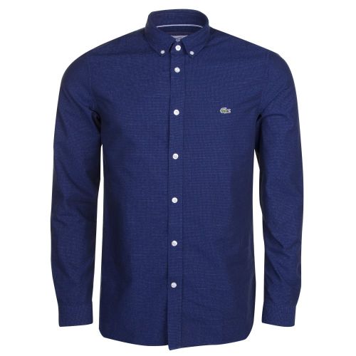 Mens Navy Jacquard Dot Slim Fit L/s Shirt 23252 by Lacoste from Hurleys