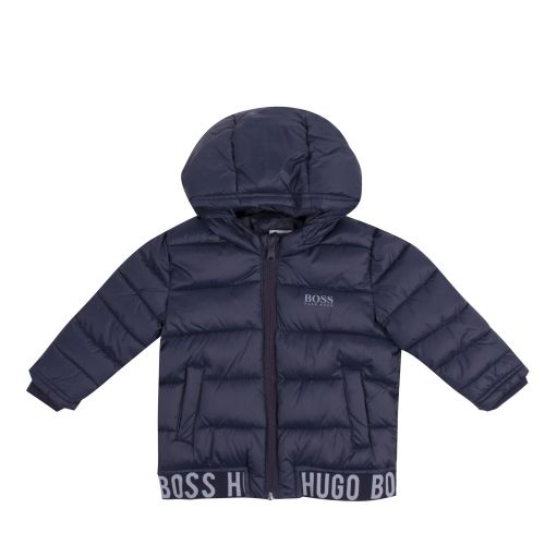 Toddler Navy Branded Tape Padded Hooded Coat 45525 by BOSS from Hurleys