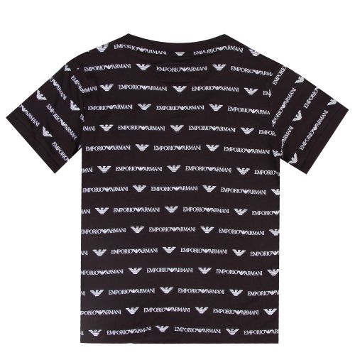 Boys Black Multi Logo Print S/s T Shirt 38000 by Emporio Armani from Hurleys