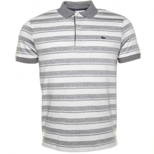 Mens Grey Striped Regular Fit S/s Polo Shirt 29387 by Lacoste from Hurleys