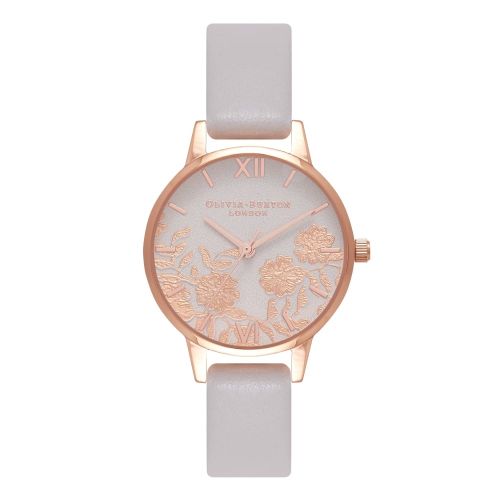 Womens Blush & Rose Gold Lace Detail Midi Dial Watch 26044 by Olivia Burton from Hurleys