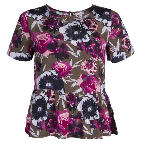 Womens Ivy Green and Pink Viastha Floral Top 18485 by Vila from Hurleys
