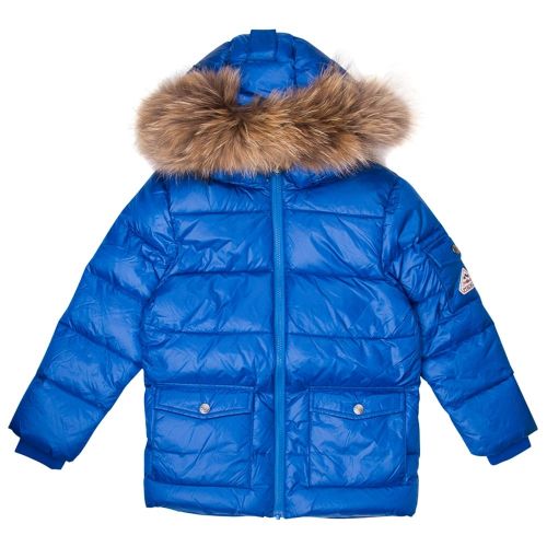 Kids Sea Blue Authentic Fur Hooded Jacket (8yr+) 13856 by Pyrenex from Hurleys