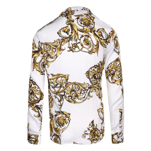 Mens White/Gold Baroque Garland Slim L/s Shirt 100892 by Versace Jeans Couture from Hurleys