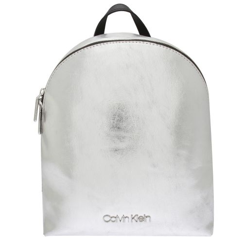 Womens Silver Metallic Small Backpack 34602 by Calvin Klein from Hurleys