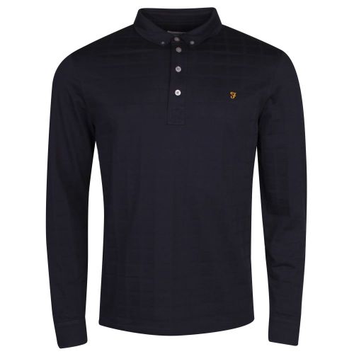 Mens Trace Navy Cheetham Check L/s Polo Shirt 21053 by Farah from Hurleys