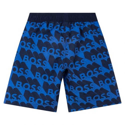 Boys Electric Blue 3D Logo Swim Shorts 104814 by BOSS from Hurleys