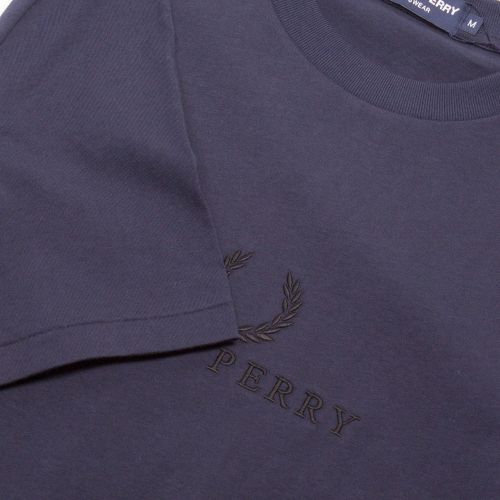 Mens Washed Navy Embroidered S/s T Shirt 32011 by Fred Perry from Hurleys