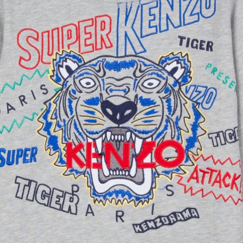 Junior Marl Grey Super Tiger Sweat Top 45852 by Kenzo from Hurleys