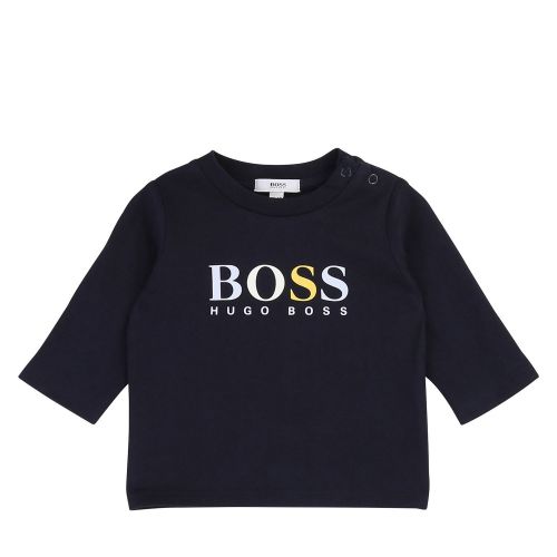 Baby Navy Multi Logo L/s T Shirt 45486 by BOSS from Hurleys