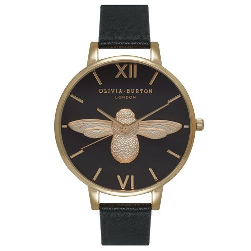 Womens Black Dial & Gold Animal Motif Moulded Bee Watch 52034 by Olivia Burton from Hurleys