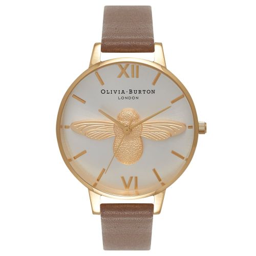 Womens Taupe Gold & Silver Animal Motif Moulded Bee Watch 67966 by Olivia Burton from Hurleys
