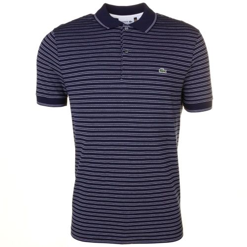 Mens Blue & White Fine Stripe S/s Polo Shirt 61733 by Lacoste from Hurleys
