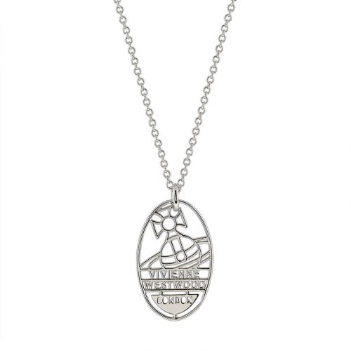 Mens Rhodium Archibald Tag Pendant Necklace 94674 by Vivienne Westwood from Hurleys