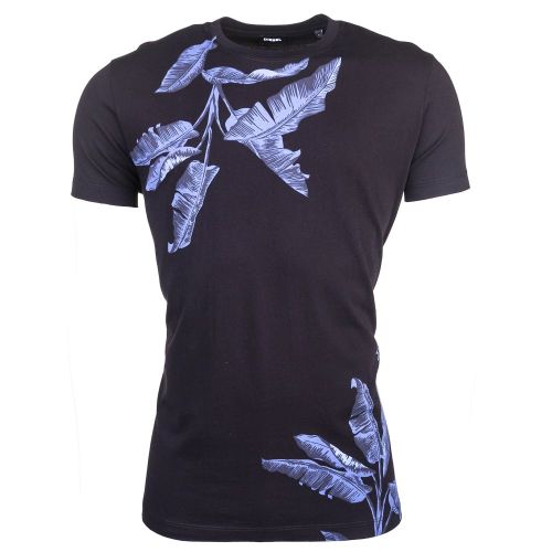Mens Black T-Diego-Mn Palm Print S/s Tee Shirt 69513 by Diesel from Hurleys