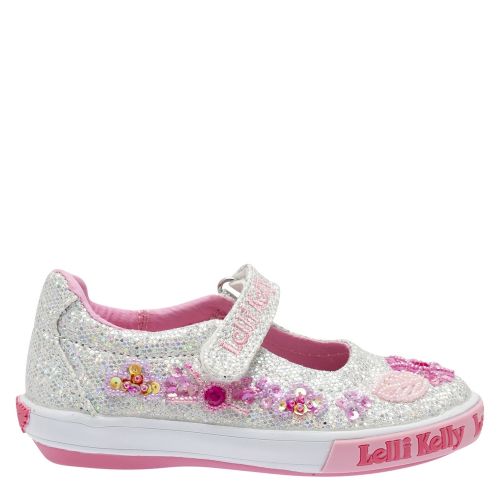 Girls Silver Glitter Daisy Dolly Shoes (24-33) 39343 by Lelli Kelly from Hurleys