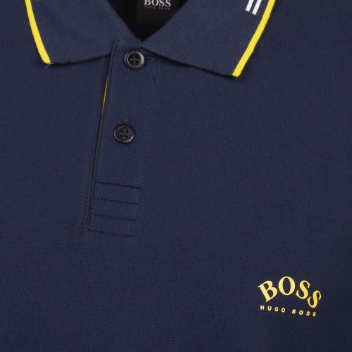 Athleisure Mens Dark Blue Paul Curved Slim Fit S/s Polo Shirt 88907 by BOSS from Hurleys
