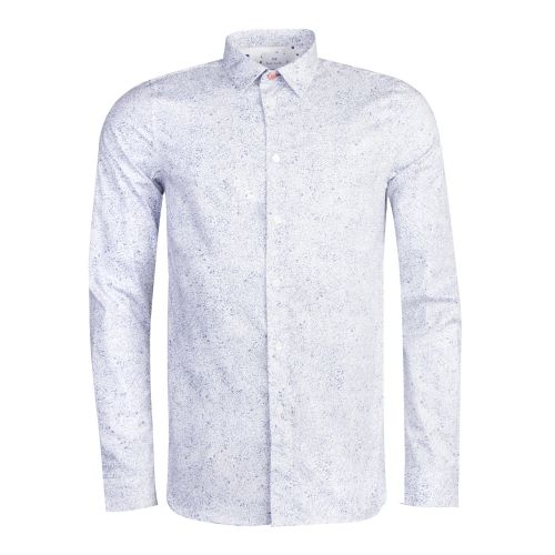 Mens White Squiggle Slim Fit L/s Shirt 28783 by PS Paul Smith from Hurleys
