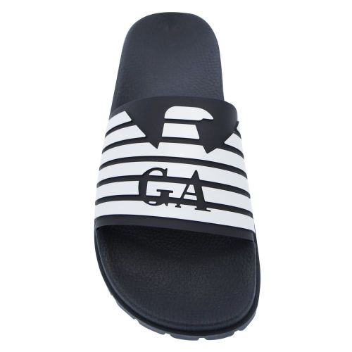 Mens Blue Logo Slides 22398 by Emporio Armani from Hurleys