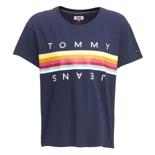 Womens Black Iris Multicolour Line S/s T Shirt 39208 by Tommy Jeans from Hurleys