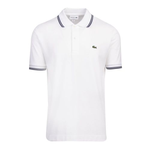 Mens White/Navy Contrast Tipped S/s Polo Shirt 86298 by Lacoste from Hurleys