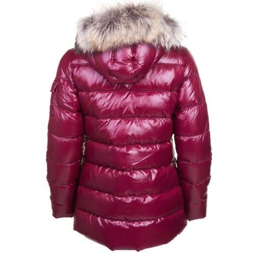 Womens Burgundy Authentic Fur Hooded Shiny Jacket 67730 by Pyrenex from Hurleys