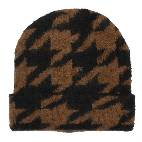 Womens Black/Toffee Viella Houndstooth Beanie 94238 by Vila from Hurleys