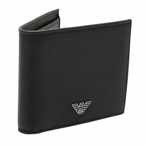 Mens Black Branded Leather Bifold Wallet 45756 by Emporio Armani from Hurleys