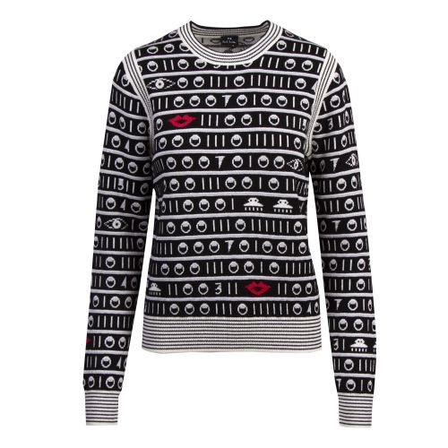 Womens Black Lips & Space Icon Crew Neck Knitted Jumper 52429 by PS Paul Smith from Hurleys