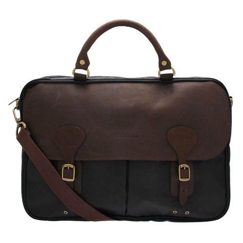 Mens Navy Wax Leather Briefcase 93703 by Barbour from Hurleys