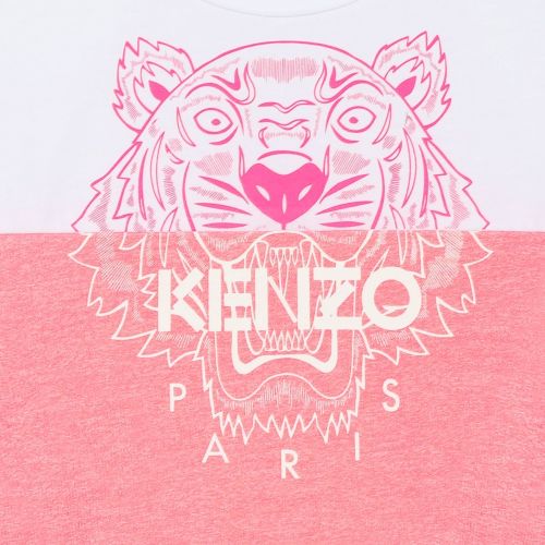 Girls Neon Pink Tiger Mix S/s T Shirt 53670 by Kenzo from Hurleys