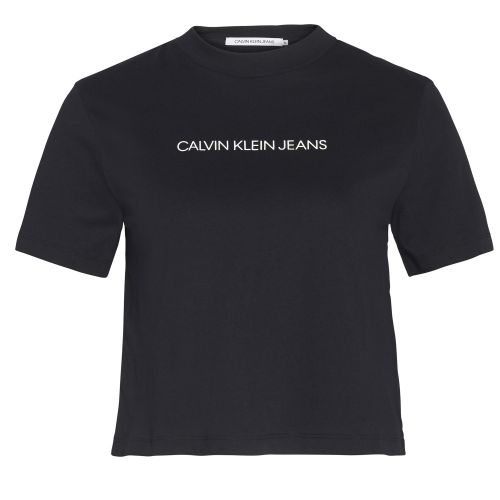Womens CK Black Small Institutional Cropped S/s T Shirt 39023 by Calvin Klein from Hurleys