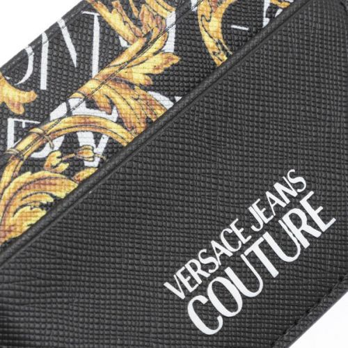 Mens Black/Gold Logo Couture Saffiano Cardholder 110787 by Versace Jeans Couture from Hurleys