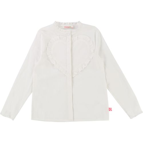 Girls White Heart Frill L/s Shirt 28473 by Billieblush from Hurleys