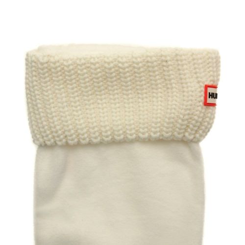 Womens White Tall Half Cardigan Stitch Wellington Sock 24997 by Hunter from Hurleys