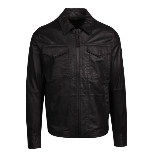 Casual Mens Black Jobean Leather Jacket 76888 by BOSS from Hurleys