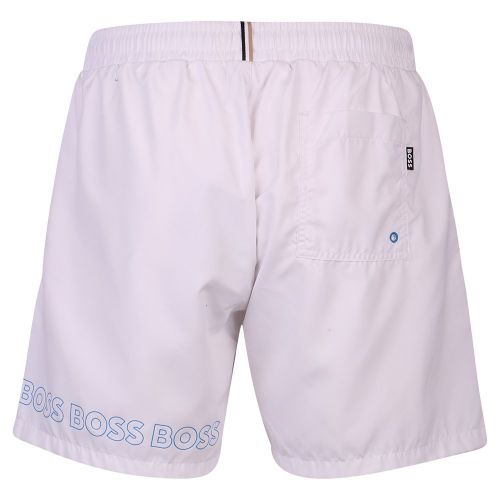 Mens White/Blue Dolphin Repeat Logo Swim Shorts 107016 by BOSS from Hurleys
