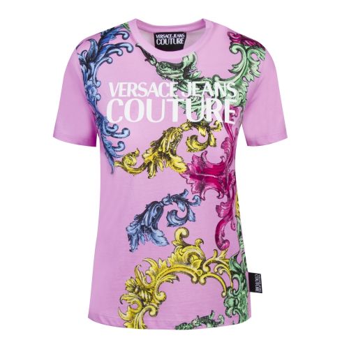 Womens Candy Pink Baroque Print S/s T Shirt 49041 by Versace Jeans Couture from Hurleys