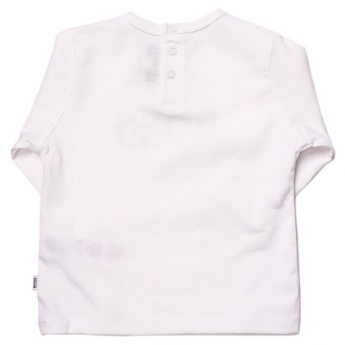 Baby White Basic Branded L/s Tee Shirt 65312 by BOSS from Hurleys