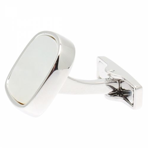 Mens Silver/White Trian Precious Stone Cufflinks 40239 by Ted Baker from Hurleys