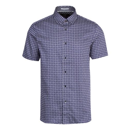 Mens Navy Steeve Geo Print S/s Shirt 43905 by Ted Baker from Hurleys
