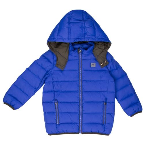 Boys Blue Hooded Puffer Jacket 11548 by Armani Junior from Hurleys